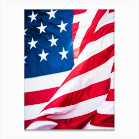 American Flag Unfurling In The Breeze Colors Transitioning From Rippled White At The Top To Rippled (3) Canvas Print