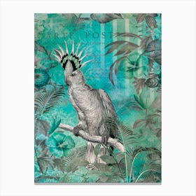 Cockatoo Paradise Turquoise Canvas Print