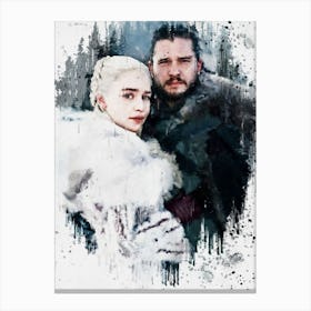 Jon Snow & Daenerys Game Of Thrones Paint Canvas Print