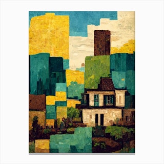 Minecraft By Van Gogh Canvas Print