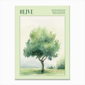 Olive Tree Atmospheric Watercolour Painting 1 Poster Canvas Print