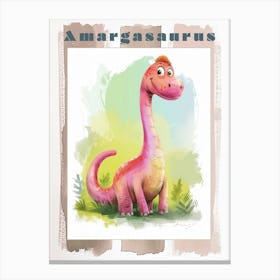 Cute Cartoon Amargasaurus Dinosaur 1 Poster Canvas Print