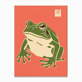 Frog Unimpressed, Matsumoto Hoji Inspired Japanese Green And Pink 3 Canvas Print