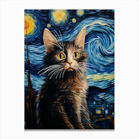 Starry Night Cat 2 Canvas Print