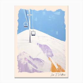 Poster Of Les 3 Vallees   France, Ski Resort Pastel Colours Illustration 2 Canvas Print