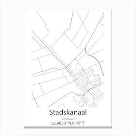 Stadskanaal,Netherlands Minimalist Map Canvas Print