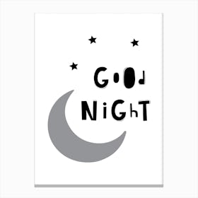 Scandi Good Night Moon Canvas Print