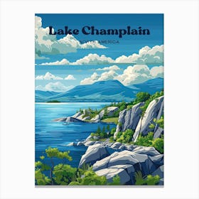 Lake Champlain Vermont Travel Art Illustration Canvas Print