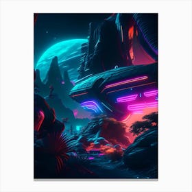 Exploration Neon Nights Space Canvas Print