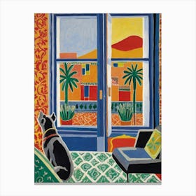 Dog In A Window Style Henri Matisse 2 Canvas Print