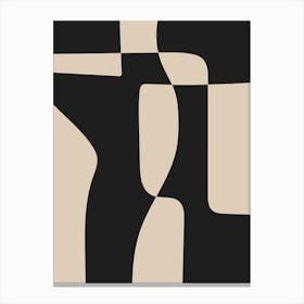 Beige And Black Abstract Shapes Canvas Print