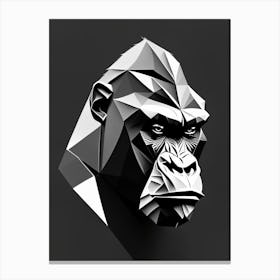 Angry Gorilla Gorillas Black & White Geometric 1 Canvas Print