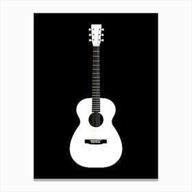 Black and White Minimalist Acoustic Guitar Illustration 1 Canvas Print