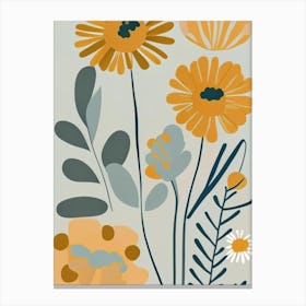 Marigold Wildflower Modern Muted Colours 1 Canvas Print