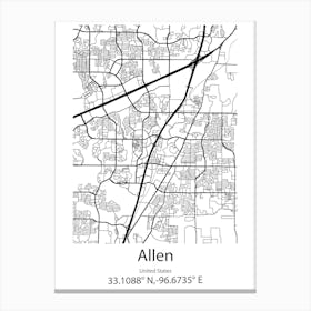 Allen Park,United States Minimalist Map Canvas Print