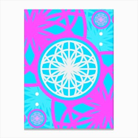 Geometric Glyph in White and Bubblegum Pink and Candy Blue n.0059 Canvas Print