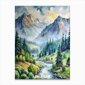 Dachigam National Park Watercolor Painting Canvas Print