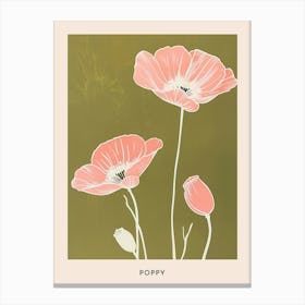 Pink & Green Poppy 1 Flower Poster Canvas Print