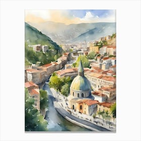 Tbilisi Georgia Watercolor Canvas Print