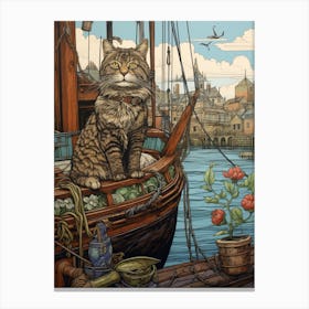 A Cat On A Medieval Ship 1 Canvas Print