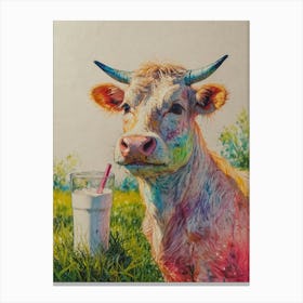 Cow With Milk Canvas Print