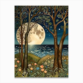 William Morris Moonlight Over The Ocean 1 Canvas Print