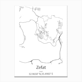 Zefat,Israel Minimalist Map Canvas Print