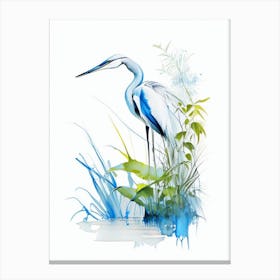 Blue Heron In Garden Impressionistic 3 Canvas Print
