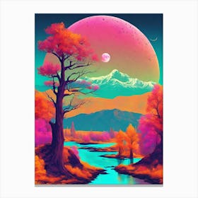 Psychedelic Landscape Painting Canvas Print