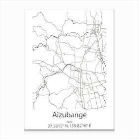 Aizubange,Japan Minimalist Map Canvas Print