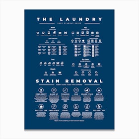 The Laundry Guide With Stain Remvoal Indigo Blue Background Canvas Print