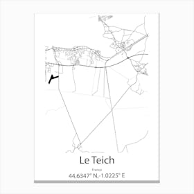 Le Teich,France Minimalist Map Canvas Print