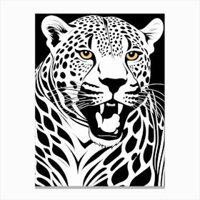 Jaguar Lino Black And White, 1117 Canvas Print