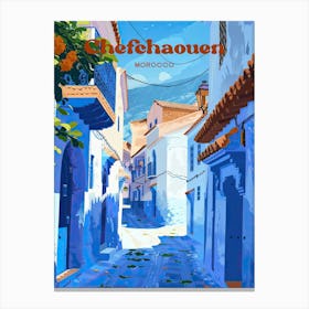 Chefchaouen Morocco Street Travel Art Canvas Print