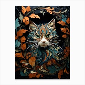 Contemporary Floral Cat 4 Canvas Print