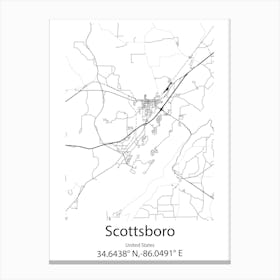 Scottsboro,United States Minimalist Map Lienzo