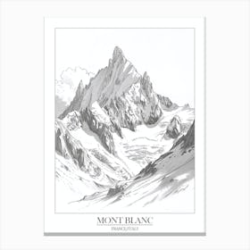 Mont Blanc France Italy Line Drawing 3 Poster Canvas Print