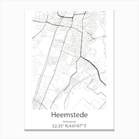 Heemstede,Netherlands Minimalist Map Canvas Print