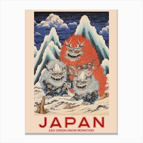 Zao Onsen Snow Monsters, Visit Japan Vintage Travel Art 4 Canvas Print