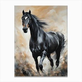 Black Horse Running Abstract Canvas Print