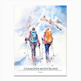 Chamonix Mont Blanc   France, Ski Resort Poster Illustration 5 Canvas Print