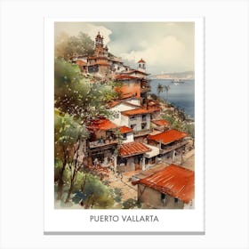 Puerto Vallarta Watercolor 4travel Poster Canvas Print
