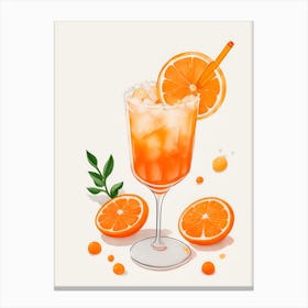 Aperol With Ice And Orange Watercolor Vertical Composition 16 Canvas Print