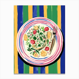 A Plate Of Canelloni, Top View Food Illustration 1 Canvas Print