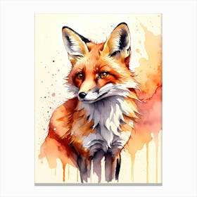 Abstract Fox Cub Watercolor Painting Canvas Print