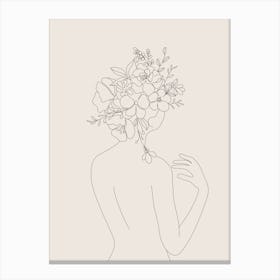 Woman With Flowers Minimal Line I Canvas Print