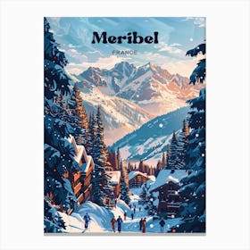 Meribel France Winter Resort Art Illustration Canvas Print