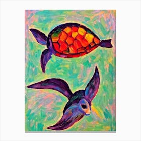 Green Turtle Matisse Inspired Canvas Print
