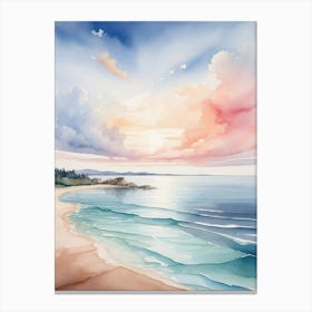 Watercolor Of A Beach Canvas Print