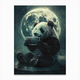 Panda Bear In The Moonlight Canvas Print